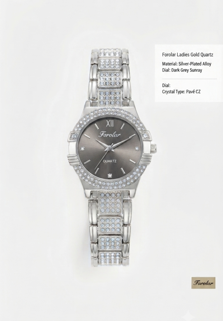 ✨ Forolar Ladies Silver & Crystal Quartz Watch ✨