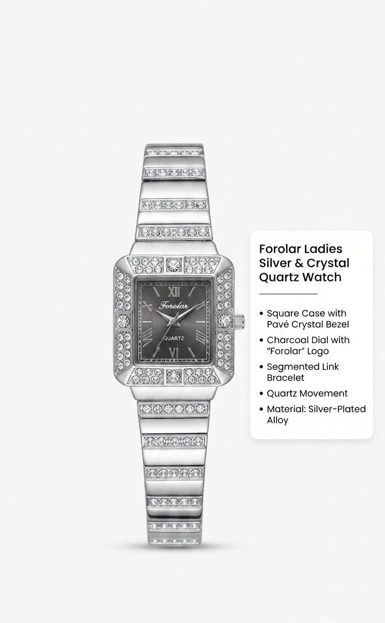 ✨ Forolar Ladies Silver & Crystal Quartz Watch ✨